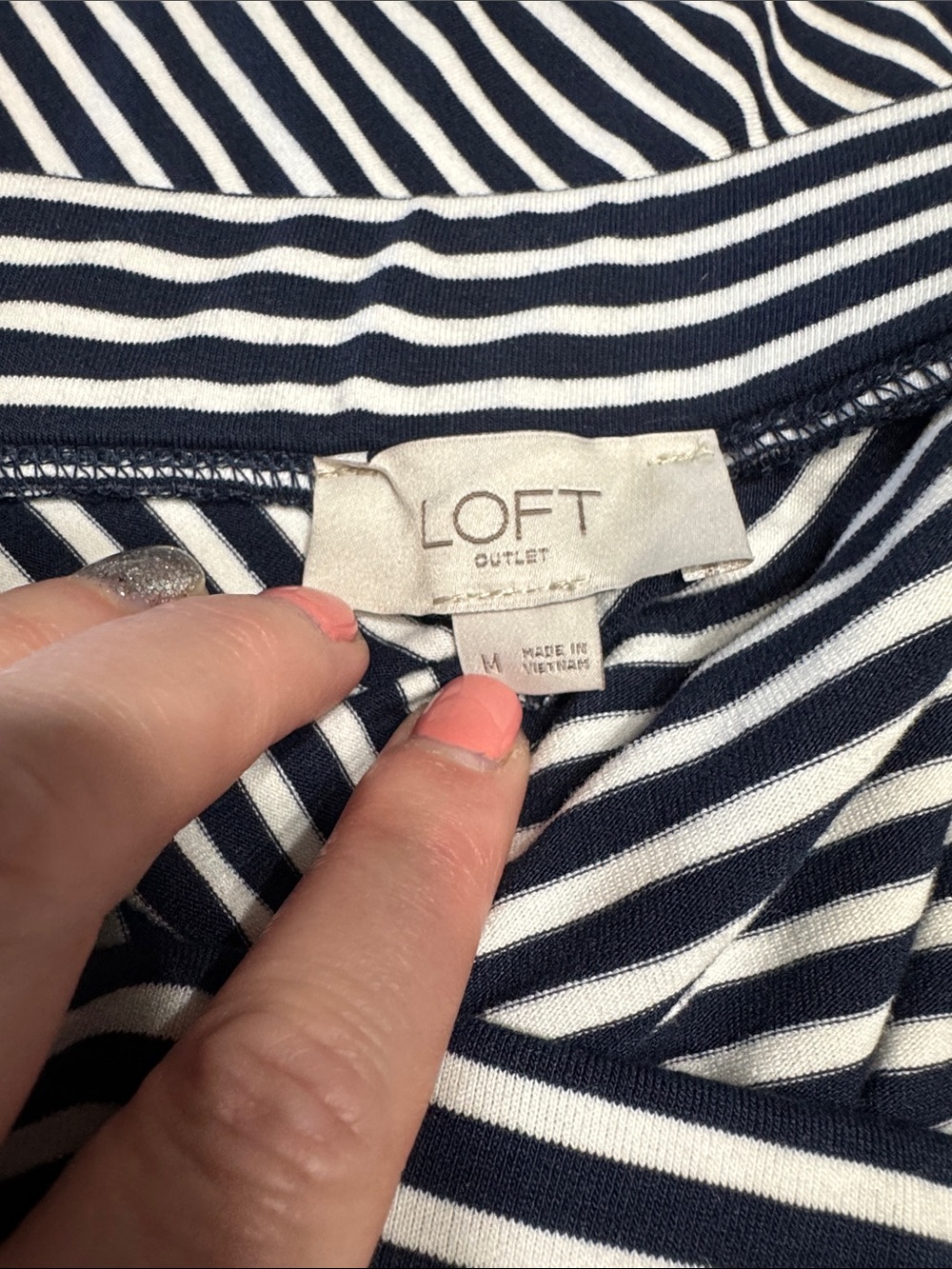 LOFT Outlet Navy & White Striped Maxi Skirt Size M - Picture 2 of 5